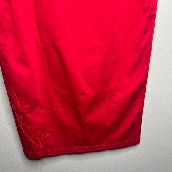 NWT Maeve Anthropologie Bow Midi Pencil Skirt Red Size 12 Side Slit Stretch - Picture 9 of 14